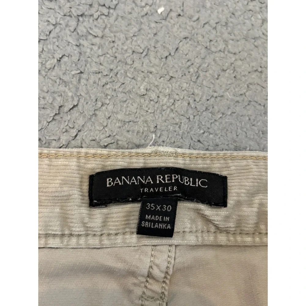 Banana Republic Traveler Slim Corduroy Pants Mens 35x30 Beige Straight Leg